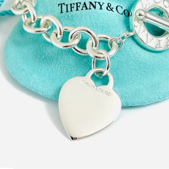 Vintage Tiffany & Co. Sterling Silver Heart Tag Toggle Bracelet 7” Rare - Picture 3 of 8